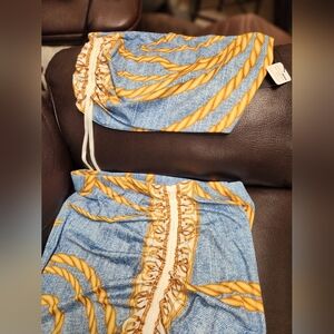 Blue and Gold Patterned Skirt Set